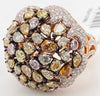 EXTRA LARGE 4.95CT WHITE & MULTI COLOR MULTI SHAPE DIAMOND 18KT ROSE GOLD RING