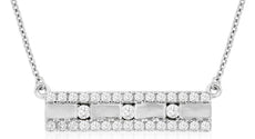 .32CT DIAMOND 14KT WHITE GOLD 3D MATTE & SHINY PAST PRESENT FUTURE BAR NECKLACE