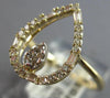 ESTATE .26CT DIAMOND 14K YELLOW GOLD 3D ROUND & BAGUETTE OPEN TEAR DROP FUN RING