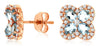 ESTATE 1.55CT DIAMOND & AAA AQUAMARINE 14KT ROSE GOLD OVAL & ROUND STUD EARRINGS