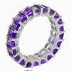 5.98CT AAA AMETHYST 14K WHITE GOLD 3D EMERALD CUT SHARED PRONG ETERNITY FUN RING