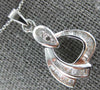 ESTATE .25CT DIAMOND 18KT WHITE GOLD 3D BAGUETTE TRIANGULAR FUN FLOATING PENDANT