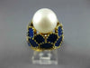 ANTIQUE LARGE BLUE ENAMEL & AAA SOUTH SEA PEARL 14K YELLOW GOLD SHELL RING #2748