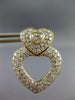 ESTATE LARGE 3.50CT DIAMOND 18K 2 TONE GOLD HEART SHAPE CLIP ON HANGING EARRINGS