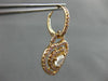 LARGE 2.13CT WHITE & PINK DIAMOND 18K ROSE GOLD HEART SOLITAIRE HANGING EARRINGS