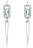 .69CT DIAMOND & AAA AQUAMARINE 14KT WHITE GOLD ROUND & BAGUETTE HANGING EARRINGS