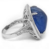 LARGE 37.76CT DIAMOND & AAA SAPPHIRE 18K WHITE GOLD CUSHION & ROUND CLASSIC RING