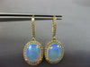 LARGE 8.13CT DIAMOND & AAA OPAL 14KT YELLOW GOLD 3D OVAL HALO HANGING EARRINGS