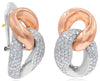 LARGE 2.60CT DIAMOND 14KT WHITE & ROSE GOLD 3D OVAL LOVE KNOT CLIP ON EARRINGS