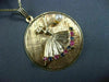 ANTIQUE LARGE 14KT YELLOW GOLD & AAA MULTI GEM FLOATING BALLERINA PENDANT #22522