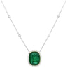 LARGE 16.91CT DIAMOND & AAA EMERALD 18KT 2 TONE GOLD 3D CUSHION & ROUND NECKLACE