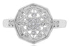 ESTATE WIDE .11CT DIAMOND 14KT WHITE GOLD 3D OCTAGON OPEN FILIGREE STAR FUN RING