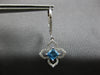 .87CT DIAMOND & AAA BLUE TOPAZ 14KT WHITE GOLD PRINCESS & ROUND HANGING EARRINGS