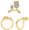 .74CT DIAMOND 14KT YELLOW GOLD ROUND & BAGUETTE CLUSTER SQUARE TENSION FUN RING