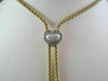 ESTATE HEART .40CT DIAMOND LARIAT DROP TWOTONE GOLD NECKLACE F VS ONE OF A KIND