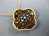 LARGE 1.25CT WHITE & MOCHA DIAMOND 14K ROSE GOLD 3D FLOWER LOVE FLOATING PENDANT