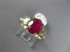 WIDE 2.48CT DIAMOND & AAA RUBY 14KT YELLOW GOLD OVAL THREE STONE ENGAGEMENT RING