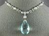 ANTIQUE EXTRA LARGE 41CT DIAMOND & AAA AQUAMARINE 18K WHITE GOLD LARIAT NECKLACE
