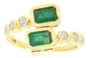 1.35CT DIAMOND & AAA EMERALD 14K YELLOW GOLD EMERALD CUT & ROUND BEZEL LOVE RING
