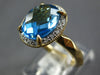 2.57CT DIAMOND & AAA BLUE TOPAZ 14KT YELLOW GOLD 3D OVAL HALO CLASSIC FUN RING