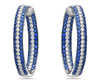 7.80CT DIAMOND & SAPPHIRE 18KT WHITE GOLD 3 ROW INSIDE OUT HOOP HANGING EARRINGS