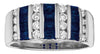 WIDE 1.7CT DIAMOND & AAA SAPPHIRE 14KT WHITE GOLD 3D MULTI ROW ANNIVERSARY RING