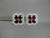ESTATE LARGE 1.15CT DIAMOND & AAA RUBY 18KT WHITE GOLD 3D SQUARE FLOWER EARRINGS