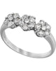 ESTATE .73CT DIAMOND 18KT WHITE GOLD TRIPLE FLOWER PAST PRESENT FUTURE LOVE RING