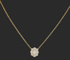 ESTATE .82CT DIAMOND 18KT YELLOW GOLD 3D ROUND & BAGUETTE FLOWER LOVE NECKLACE
