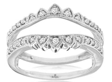 .25CT DIAMOND 14KT WHITE GOLD CLASSIC FILIGREE INSERT WEDDING ANNIVERSARY RING