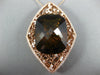 EXTRA LARGE 76.83CT DIAMOND & AAA SMOKEY TOPAZ 14K ROSE GOLD 3D FILIGREE PENDANT