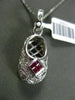 ESTATE .57CT DIAMOND & RUBY 14KT WHITE GOLD FILIGREE MILGRAIN BABY SHOE PENDANT