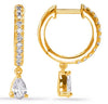 .73CT DIAMOND 14K YELLOW GOLD PEAR SHAPE & ROUND CLASSIC HUGGIE HANGING EARRINGS