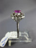 ANTIQUE LARGE 3.10CT DIAMOND & AAA PINK SAPPHIRE 18KT WHITE GOLD ENGAGEMENT RING