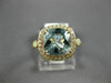 ESTATE WIDE 2.08CT DIAMOND & AAA AQUAMARINE 14K ROSE GOLD SQUARE ENGAGEMENT RING