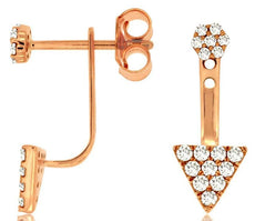 .36CT DIAMOND 14KT ROSE GOLD ROUND FLOWER TRILLION TRIANGULAR HANGING EARRINGS