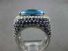 ESTATE EXTRA LARGE 14.51CT DIAMOND AAA SAPPHIRE & BLUE TOPAZ 14K WHITE GOLD RING