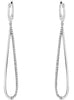LARGE .31CT DIAMOND 14KT WHITE GOLD 3D ELONGATED TEAR DROP FUN HANGING EARRINGS