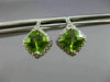 ESTATE 1.85CT DIAMOND & AAA PERIDOT 14KT WHITE GOLD 3D SQUARE HALO STUD EARRINGS
