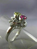 LARGE 1.07CT DIAMOND & AAA PINK YELLOW SAPPHIRE 14KT WHITE GOLD FLOWER LOVE RING