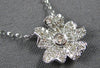 ESTATE SMALL .18CT DIAMOND 14KT WHITE GOLD 3D FLOWER FUN NECKLACE