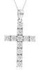 5.42CT DIAMOND 18KT WHITE GOLD 3D CLASSIC ROUND 4 PRONG CROSS FLOATING PENDANT