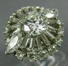 ESTATE EXTRA LARGE 2.46CT DIAMOND PLATINUM 3D MULTI SHAPE FLOWER ENGAGEMENT RING