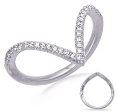 ESTATE LARGE .22CT DIAMOND 14KT WHITE GOLD 3D CLASSIC V SHAPE BUTTERFLY FUN RING