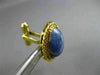 ANTIQUE EXTRA LARGE AAA SODALITE 14K YELLOW GOLD 3D SOLITAIRE OVAL ROPE CUFFLINK