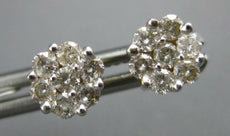 ESTATE .50CT DIAMOND 14KT 2 TONE GOLD 3D CLASSIC FLOWER INVISIBLE STUD EARRINGS