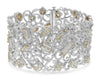 EXTRA LARGE 36.39CT DIAMOND 18KT 2 TONE GOLD MULTI SHAPE FILIGREE CUFF BRACELET