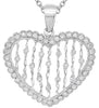 ESTATE .57CT DIAMOND 14KT WHITE GOLD MULTI ROW HEART SHAPE LOVE FLOATING PENDANT