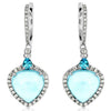 9.89CT DIAMOND & AAA BLUE TOPAZ 14KT WHITE GOLD TEAR DROP HALO HANGING EARRINGS