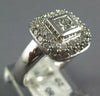WIDE 1.0CT DIAMOND 14KT WHITE GOLD PRINCESS & ROUND DOUBLE HALO ENGAGEMENT RING